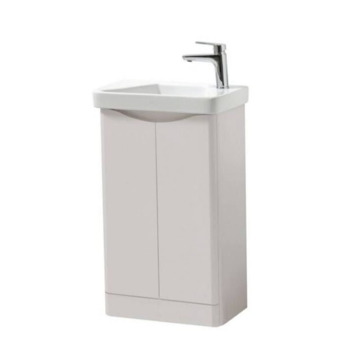 Kartell Arc Floor Standing Two Door Cloak Cabinet, 500mm x 290mm and Cayo Cloak Ceramic Basin