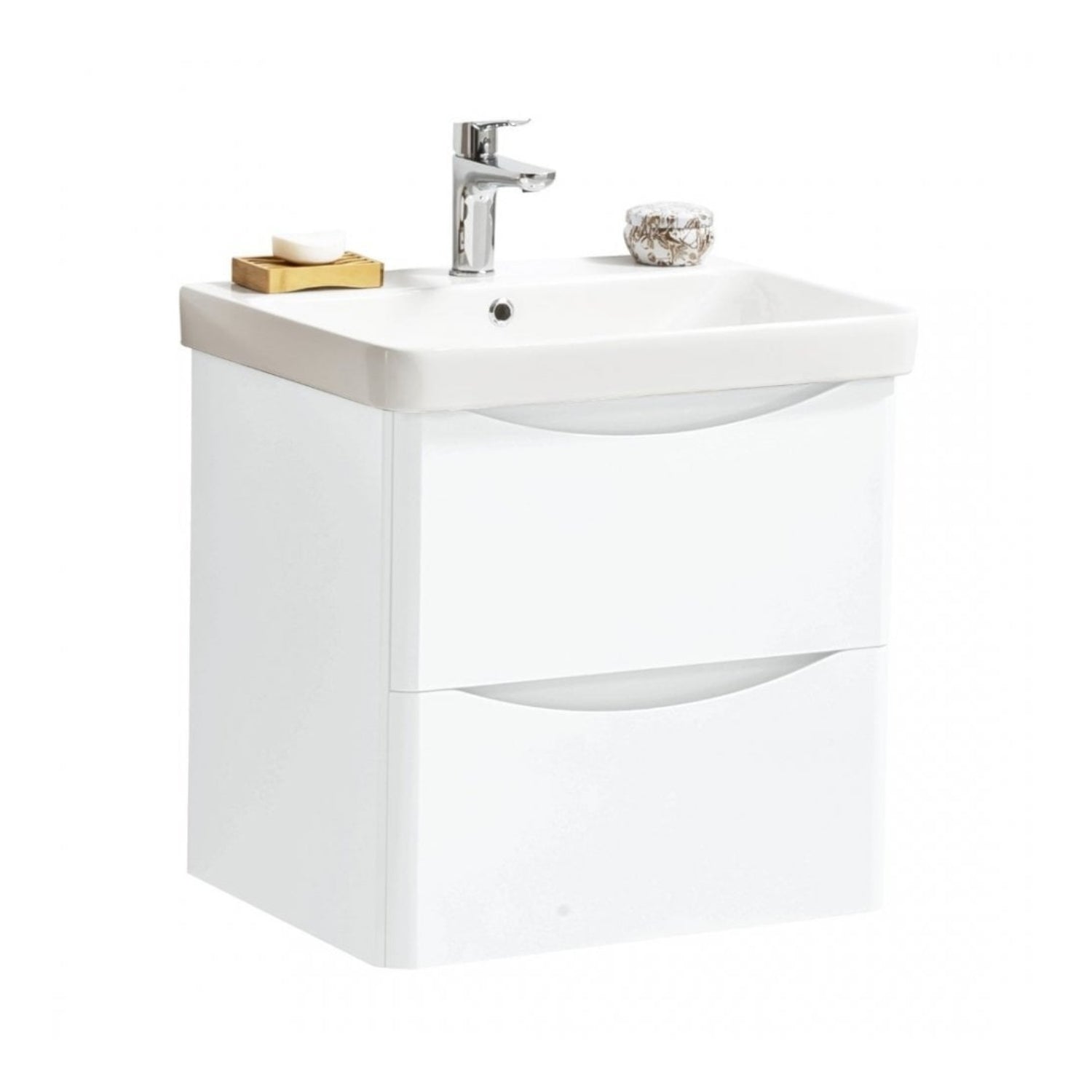 Kartell Arc Wall Mounted Two Drawer Cabinet, 600mm x 460mm and Metro Ceramic Basin