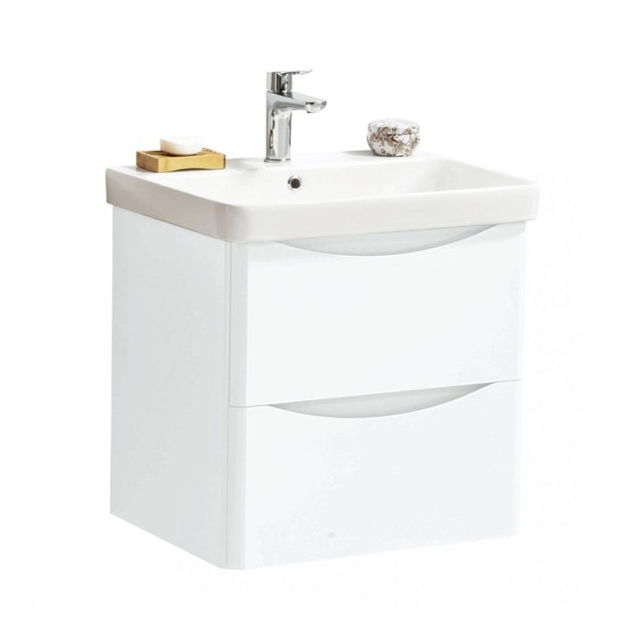 Kartell Arc Wall Mounted Two Drawer Cabinet, 600mm x 460mm and Metro Ceramic Basin