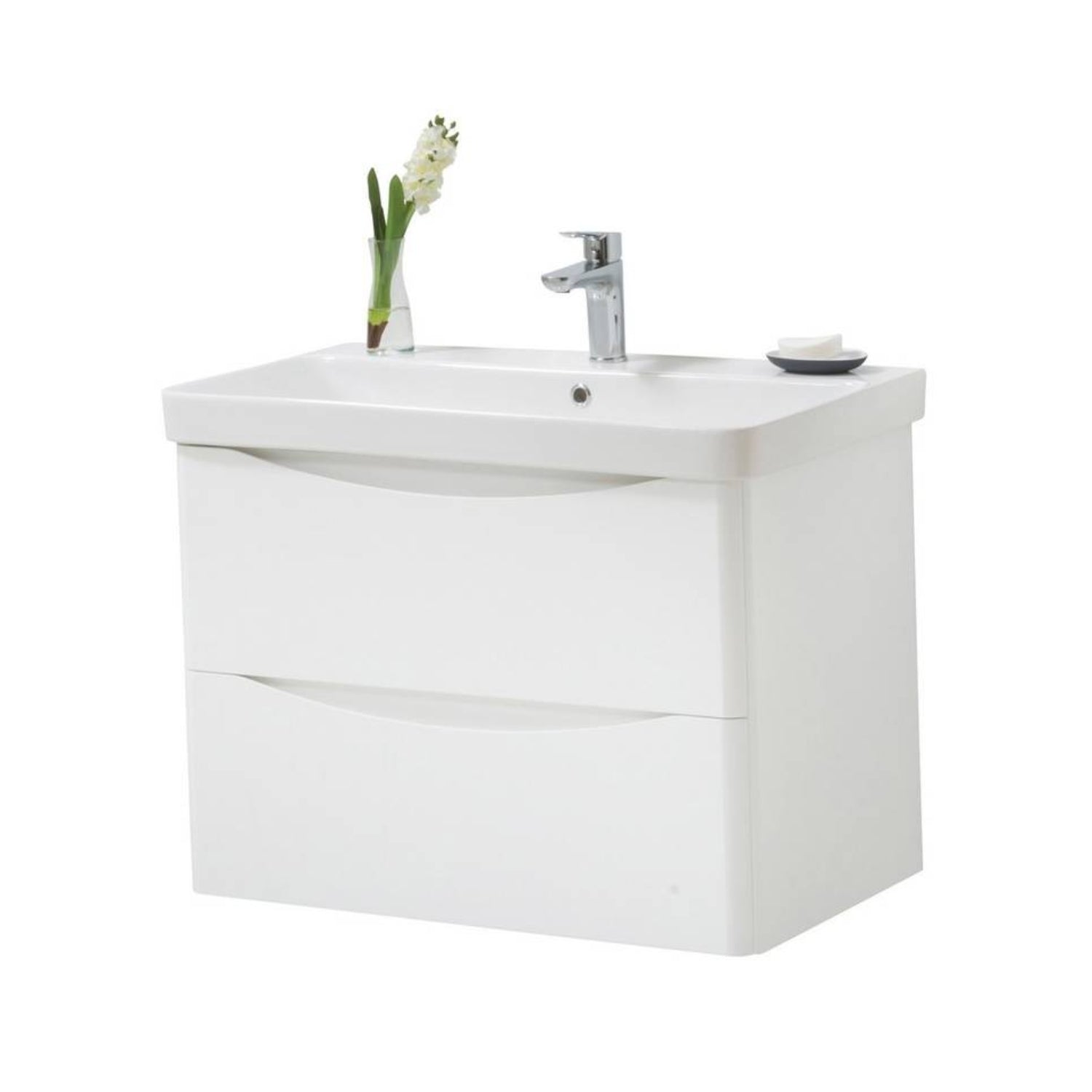 Kartell Arc Wall Mounted Two Drawer Cabinet, 800mm x 460mm and Metro Ceramic Basin