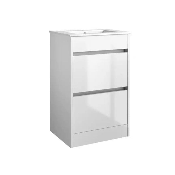 Kartell Ceramic Basin with Floor Standing Cabinet 500mm x 390mm, White Gloss