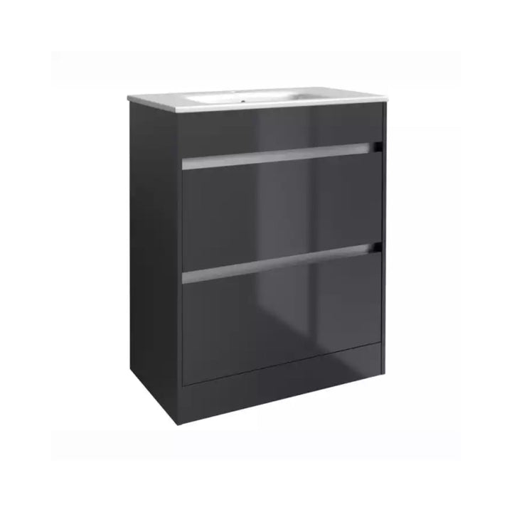 Kartell Ceramic Basin with Floor Standing Cabinet 600mm x 460mm, Storm Grey