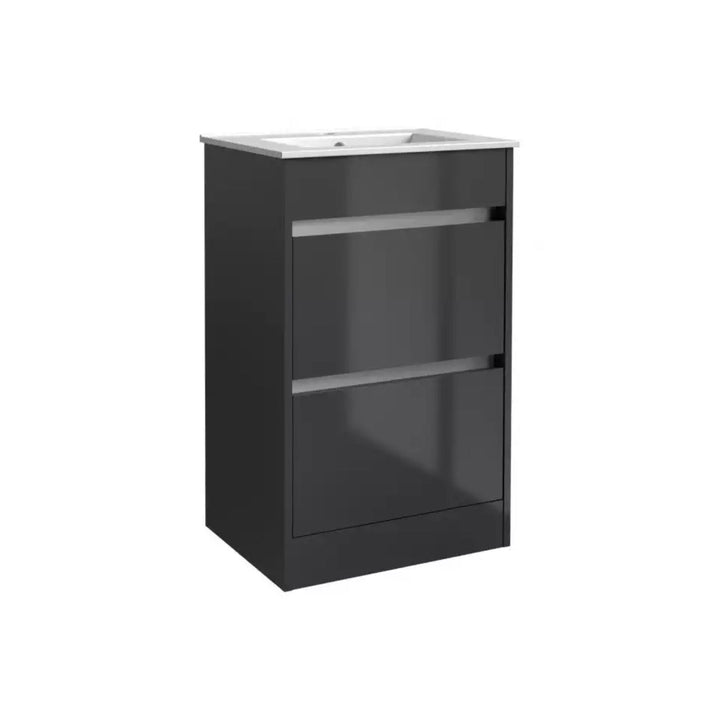 Kartell Ceramic Basin with Floor Standing Cabinet Unit 500mm x 390mm, Storm Grey