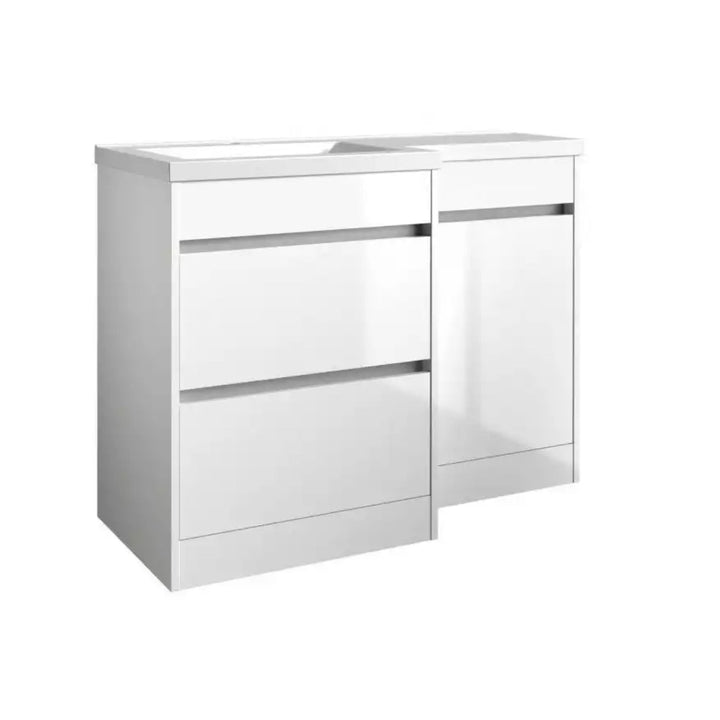 Kartell Ceramic Basin with L - Shaped Left - Hand Furniture Set (Including Cistern)