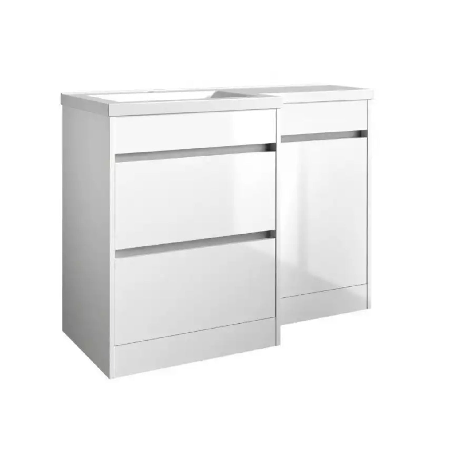 Kartell Ceramic Basin with L - Shaped Right Hand Furniture Set (Including Cistern)