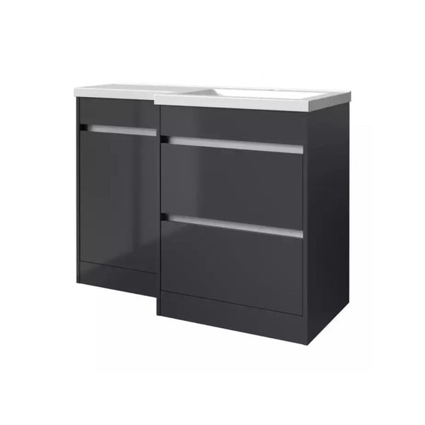 Kartell Ceramic Basin with L - shaped Right Hand Furniture Sets (Including Cistern)