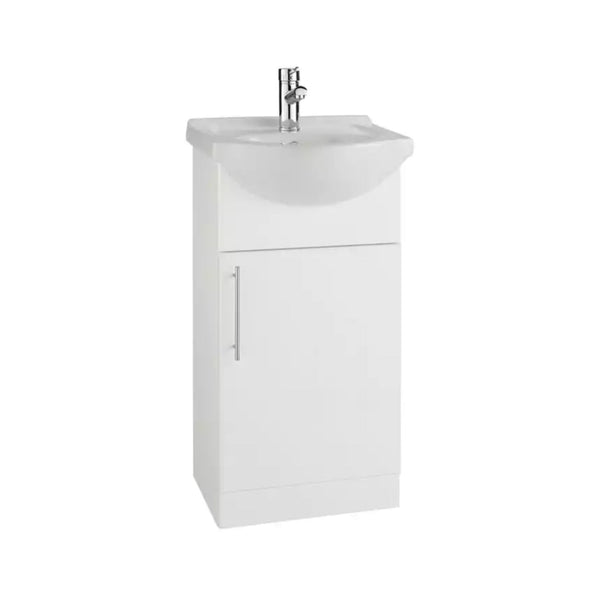 Kartell Ceramic Gloss Finish Single Tap Hole Basin with Vanity Unit
