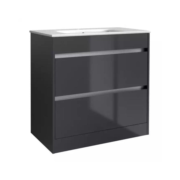 Kartell City Ceramic Basin with Floor Standing Cabinet 800mm x 460mm, Storm Grey