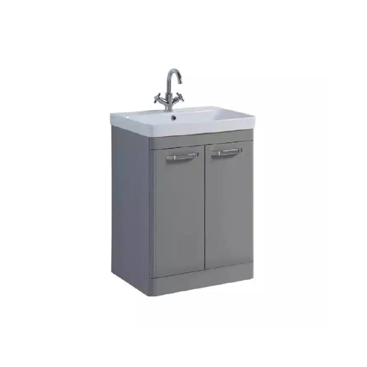 Kartell Floor Standing 2 Door Cabinet Unit with Basin 600mm x 460mm, Basalt Grey