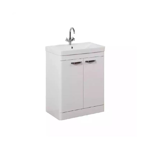 Kartell Floor Standing 2 Door Cabinet Unit with Basin 600mm x 460mm, White Gloss