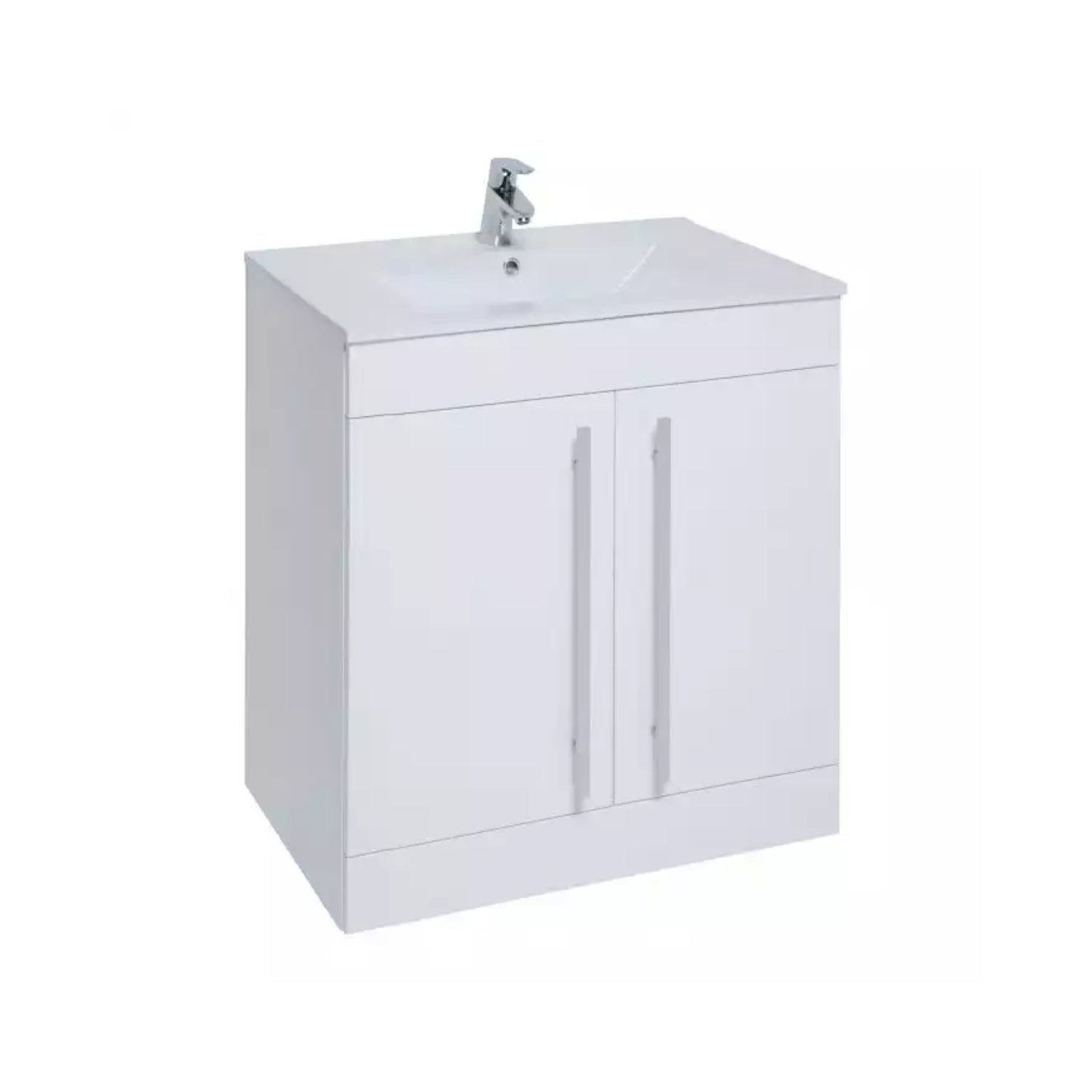 Kartell Floor Standing 2 Door Vanity Unit and Ceramic Basin 800mm x 450mm, White