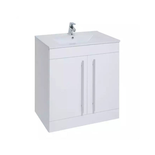 Kartell Floor Standing 2 Door Vanity Unit and Ceramic Basin 800mm x 450mm, White