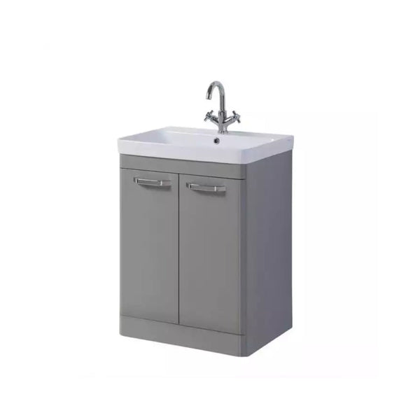 Kartell Floor Standing Ceramic Basin & 2 Door Cabinet 500mm x 460mm, Basalt Grey