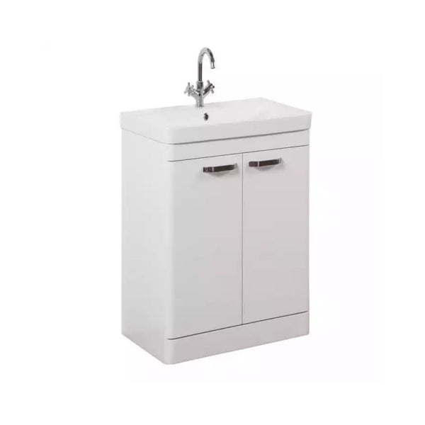 Kartell Floor Standing Ceramic Basin & 2 Door Cabinet 500mm x 460mm, White Gloss