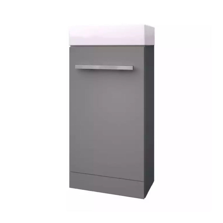 Kartell Floor Standing Cloakroom Unit with Basin 815mm x 410mm, Storm Grey Gloss