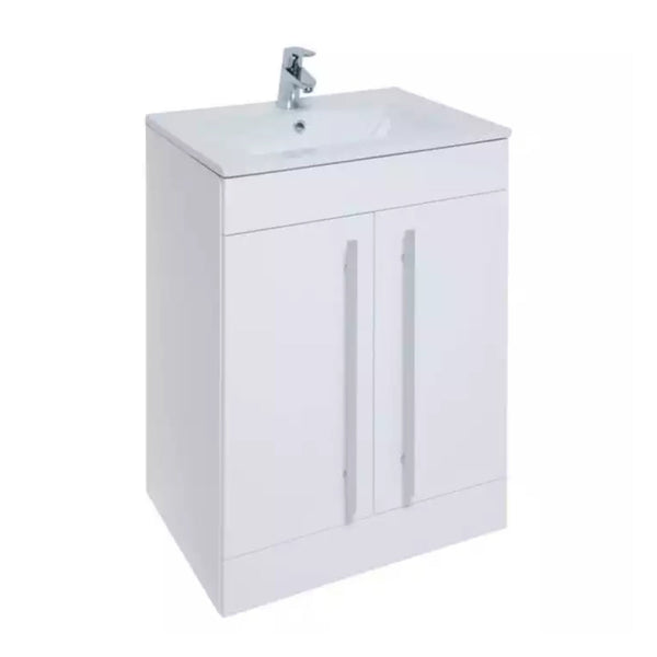 Kartell Floor Standing Two Door Cabinet with Ceramic Basin 855mm x 600mm, White
