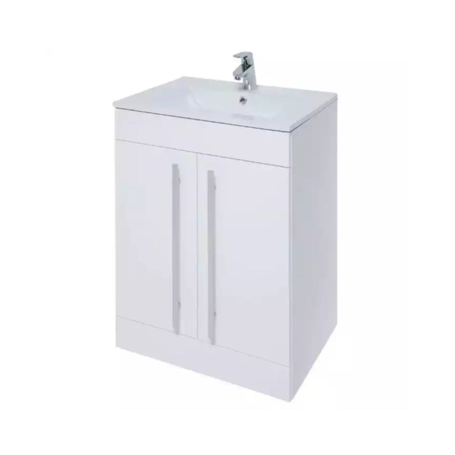 Kartell F/S 2 Door Vanity Unit with Mid Depth Ceramic Basin 500mm x 390mm, White