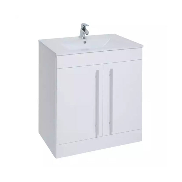 Kartell F/S 2 Door Vanity Unit with Mid Depth Ceramic Basin 800mm x 450mm, White