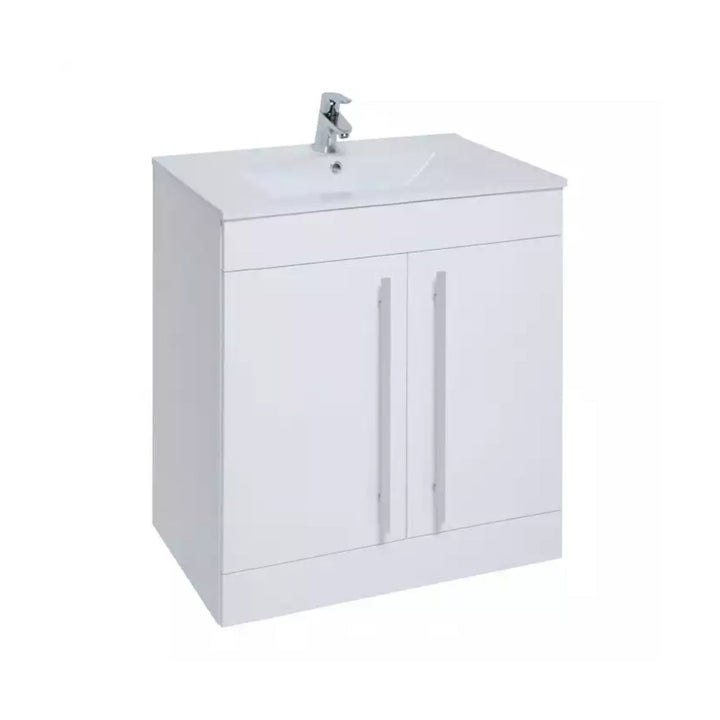 Kartell F/S 2 Door Vanity Unit with Mid Depth Ceramic Basin 800mm x 450mm, White
