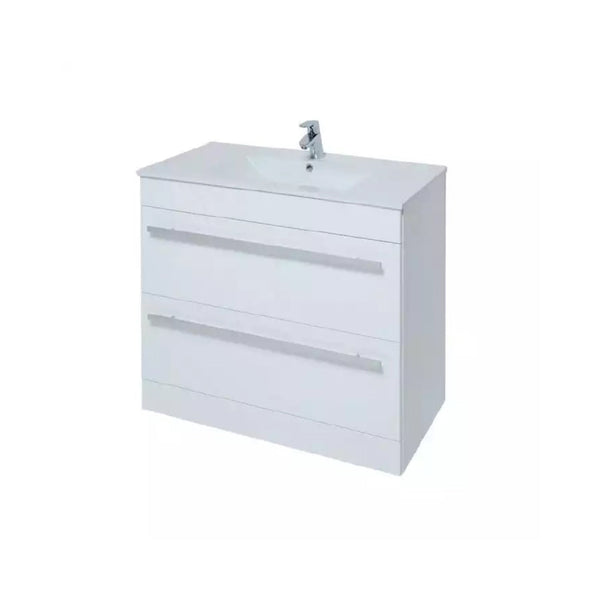 Kartell F/S 2 Drawer Vanity Unit & Mid Depth Ceramic Basin 800mm x 450mm, White