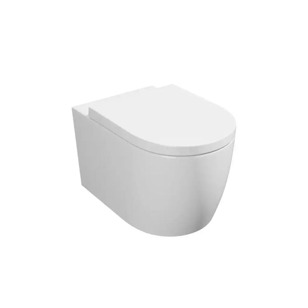 Kartell Genoa Round Rimless Wall Hung WC Pan with Premium Soft Close Seat, White