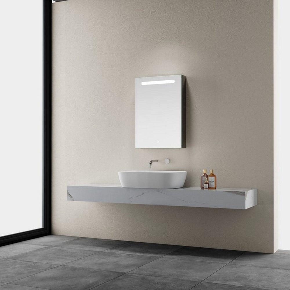 Kartell Guadalentin 700mm x 500mm Bluetooth Illuminated LED Mirrored Cabinet, Clear Glass