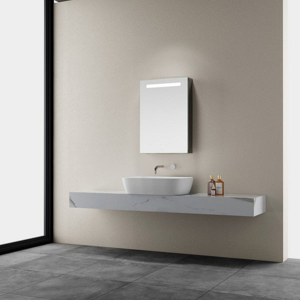 Kartell Guadalentin 700mm x 500mm Bluetooth Illuminated LED Mirrored Cabinet, Clear Glass