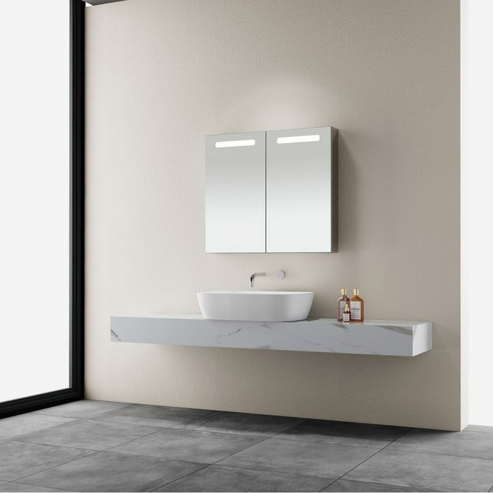 Kartell Guadalentin 700mm x 800mm Bluetooth Illuminated LED Mirrored Cabinet, Clear Glass