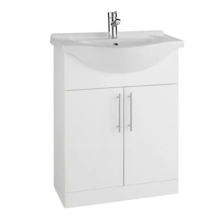 Kartell Impakt 1 Door Floor Standing Cabinet With Basin 650mm x 300mm, White