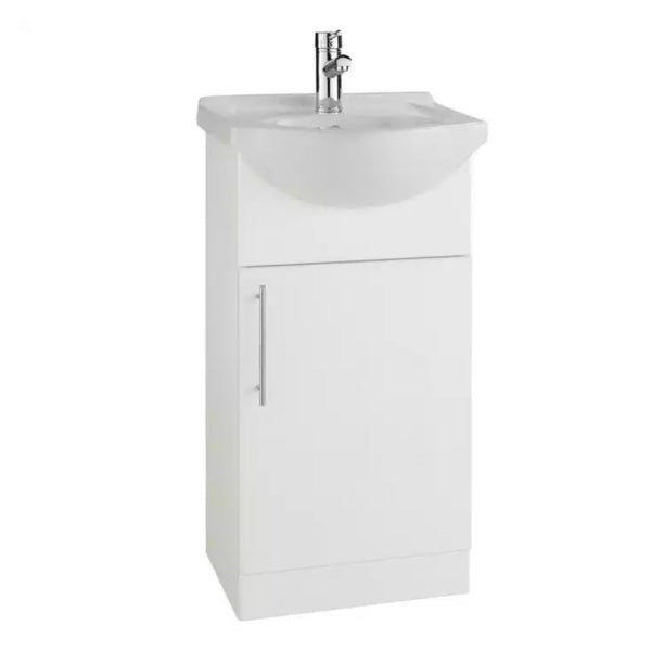 Kartell Impakt 1 Door Floor Standing Vanity Unit With Basin 450mm x 300mm, White