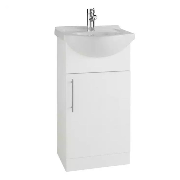 Kartell Impakt 1 Door Floor Standing Vanity Unit With Basin 450mm x 300mm, White