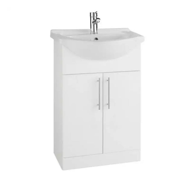 Kartell Impakt 1 Door Floor Standing Vanity Unit With Basin 550mm x 300mm, White