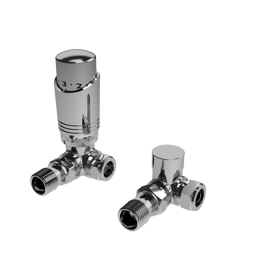 Kartell K - Design Corner Twin Thermostatic Radiator Valves Pack, Chrome