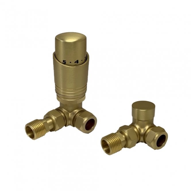 Kartell K - Design Corner Twin Valve Pack TRV, Brushed Brass