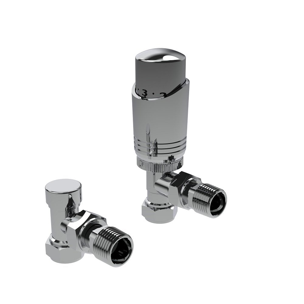 Kartell K - Design TRV Angled Twin Radiator Valve Pack, Chrome