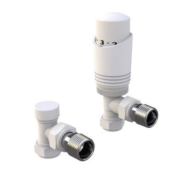 Kartell K - Design TRV Angled Twin Radiator Valve Pack, White