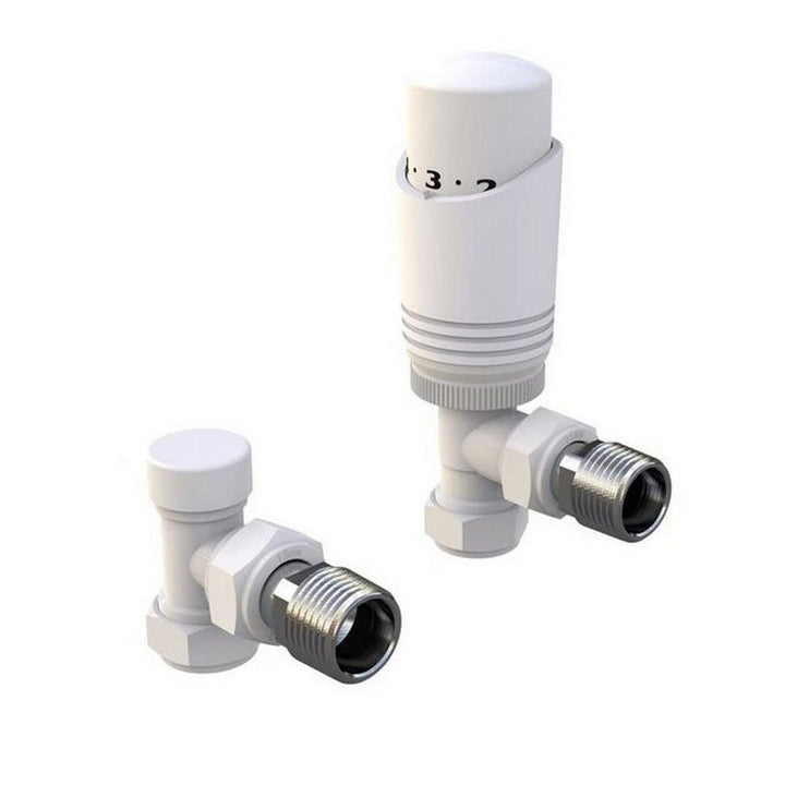 Kartell K - Design TRV Angled Twin Radiator Valve Pack, White