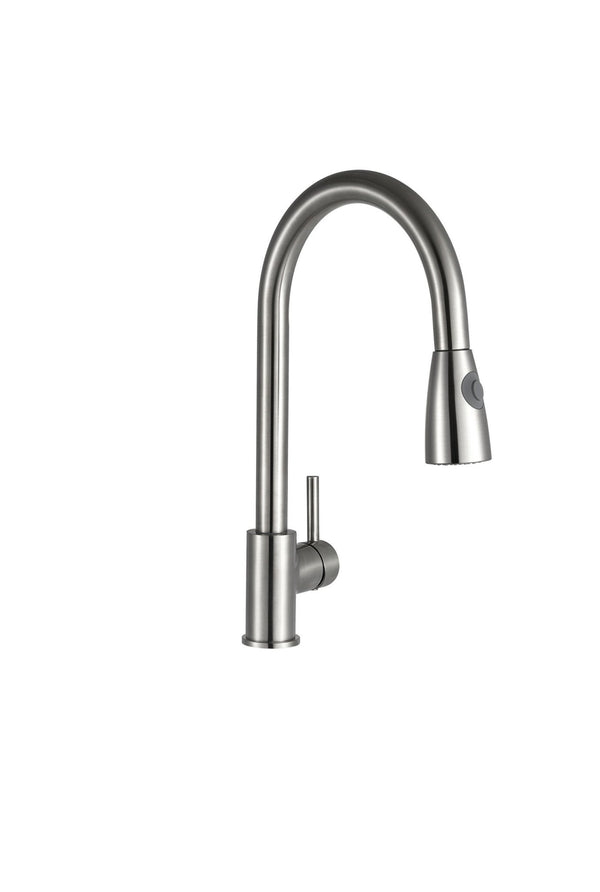 Kartell Kitchen Sink Mixer Tap With Pull Out Spray, Brushed Steel