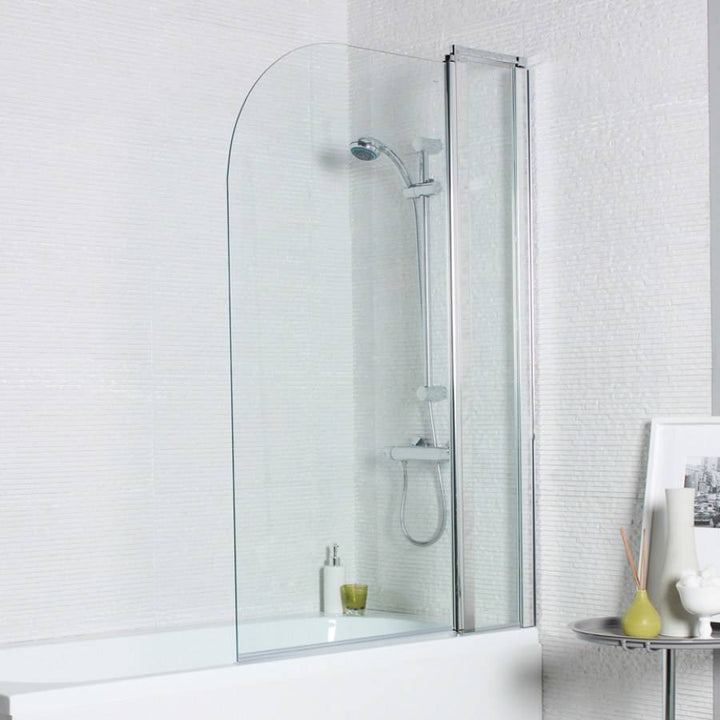 Kartell Koncept Straight Bath Screen Radius Edge with Extension Panel 1400mm x 1000mm