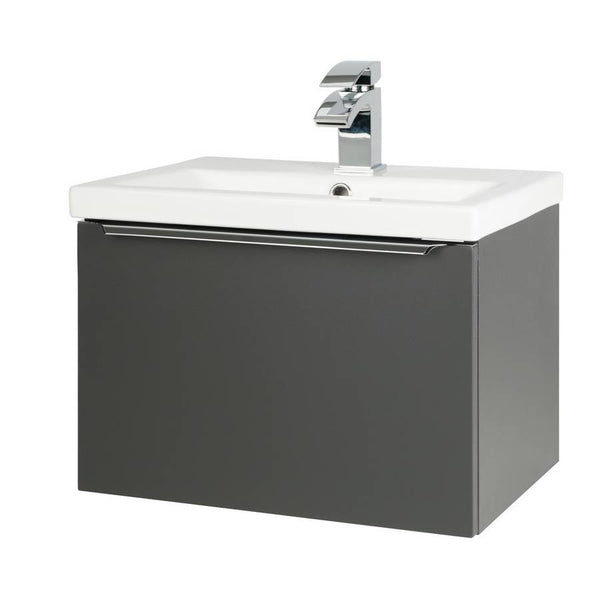 Kartell Kore Wall Mounted Ceramic Basin and Drawer Cabinet, 500mm x 355mm - Dark Grey