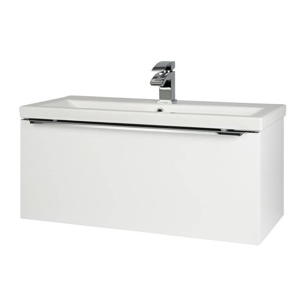 Kartell Kore Wall Mounted Ceramic Basin and Single Drawer Cabinet, 600mm x 355mm - White