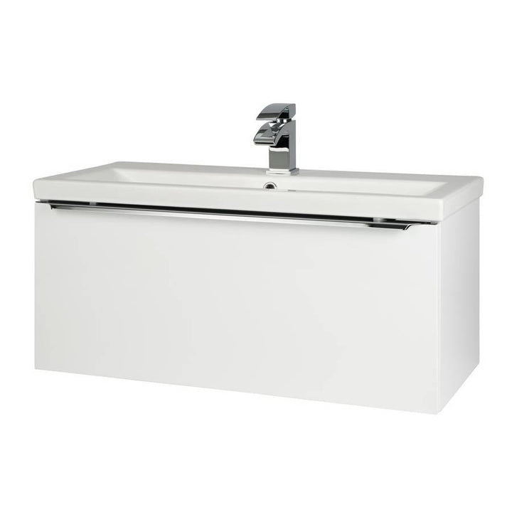 Kartell Kore Wall Mounted Ceramic Basin and Single Drawer Cabinet, 600mm x 355mm - White