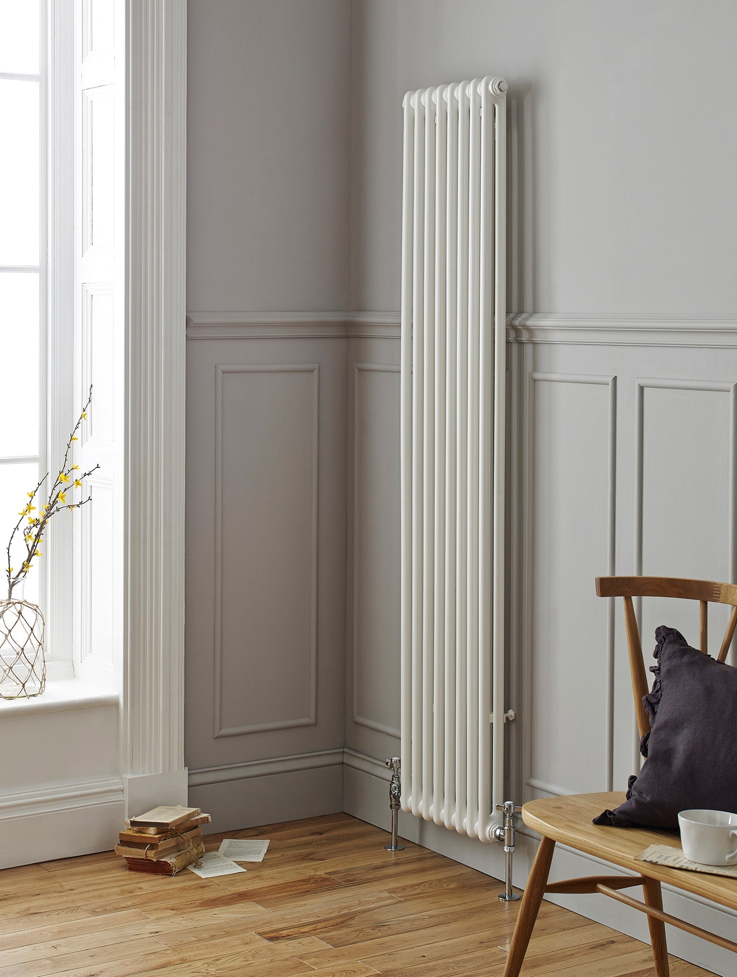 Feature Raditor Kartell Klassic White Vertical Column Radiator | Steel Designer ...