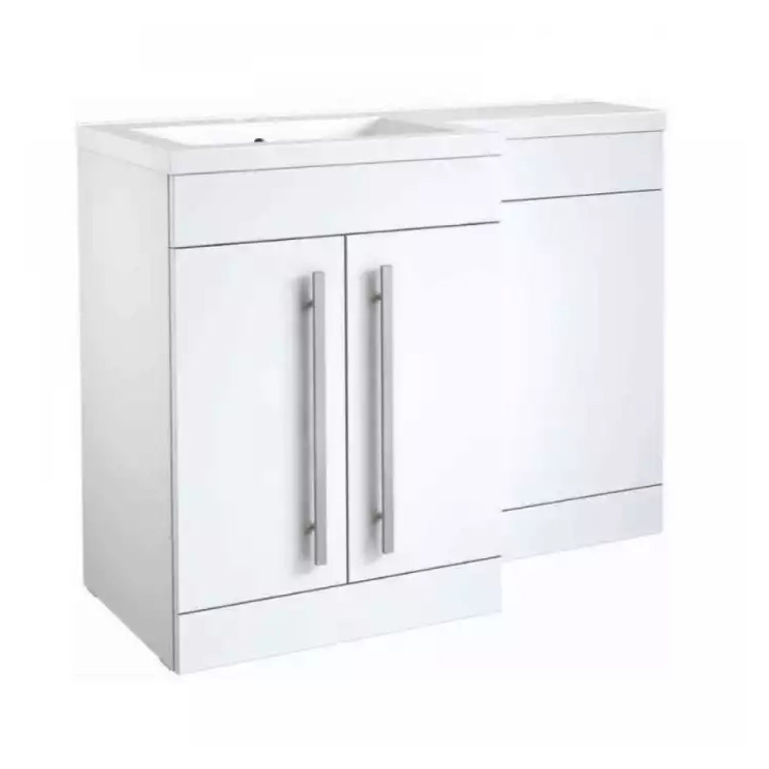 Kartell Matrix 2 Door L - Shaped 1100mm LH Furniture Pack with Cistern, White Gloss