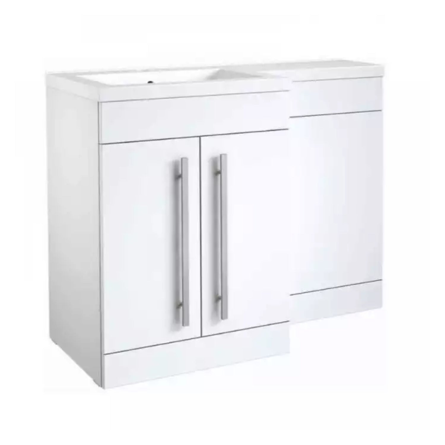 Kartell Matrix 2 Door L - Shaped 1100mm RH Furniture Pack with Cistern, White Gloss