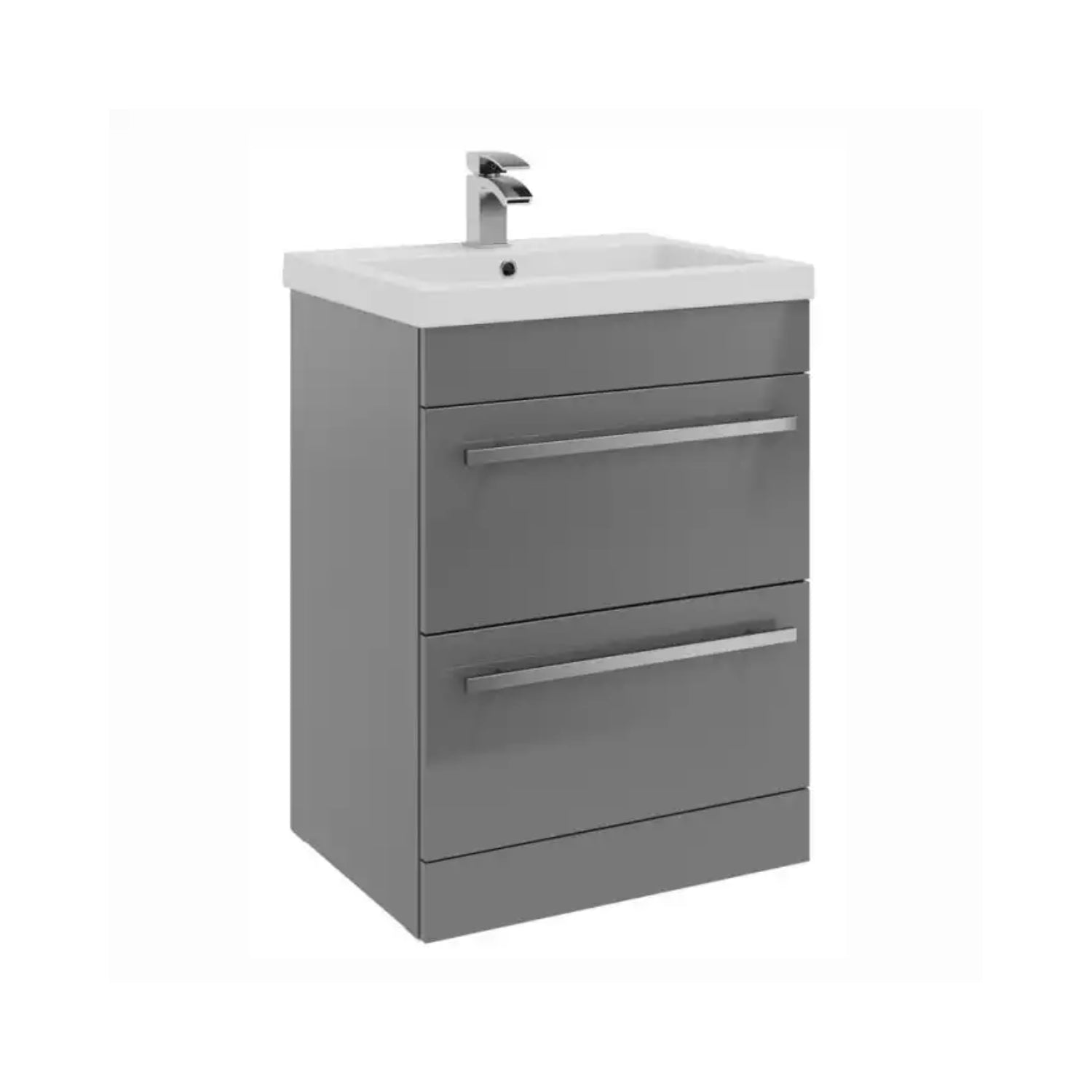 Kartell Matrix 2 Drawer L - Shaped 1100mm LH Furniture Pack with Cistern, Storm Grey Gloss