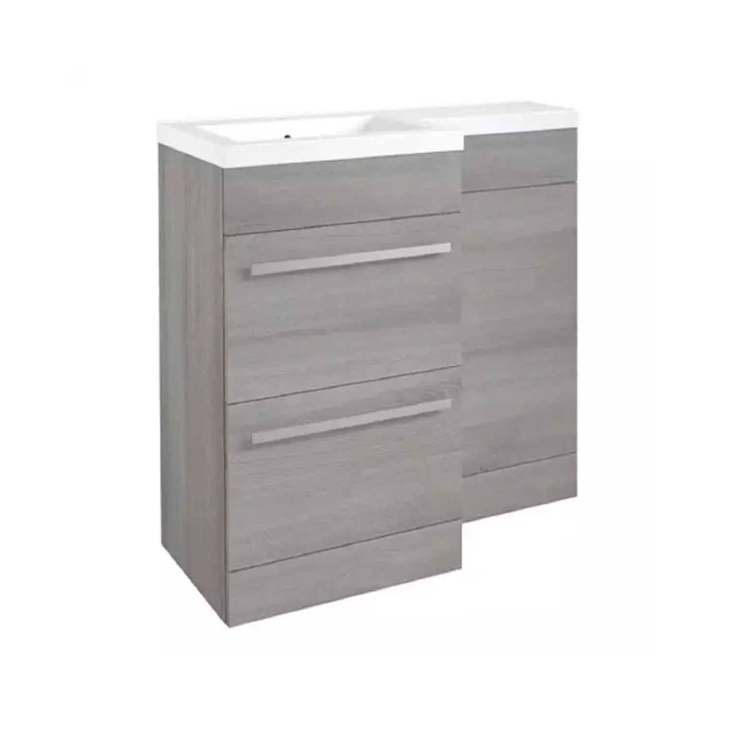 Kartell Matrix 2 Drawer L - Shaped 1100mm RH Furniture Pack with Cistern, Silver Oak