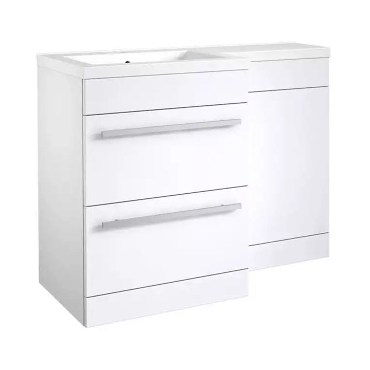 Kartell Matrix 2 Drawer L - Shaped 1100mm RH Furniture Pack with Cistern, White Gloss