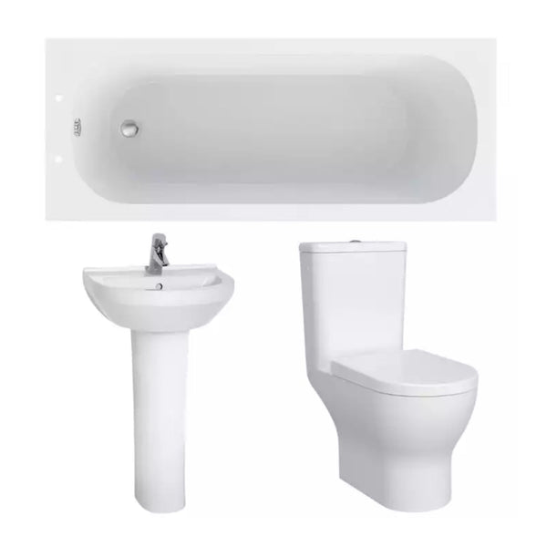 Kartell Modern Complete Bathroom Suite Pack with Freestanding Baths 1675mm X 700mm, Glossy White