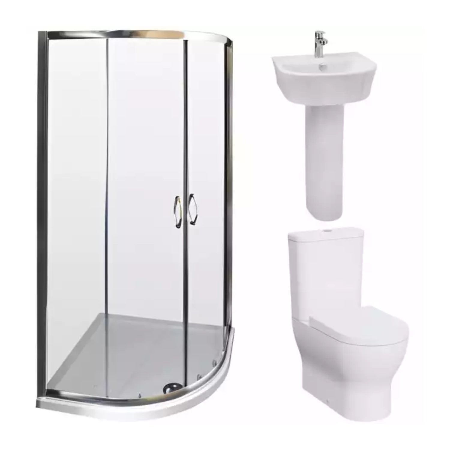 Kartell Modern Complete Bathroom Suite with 800mm Quadrant Shower Enclosure, 6mm Glass